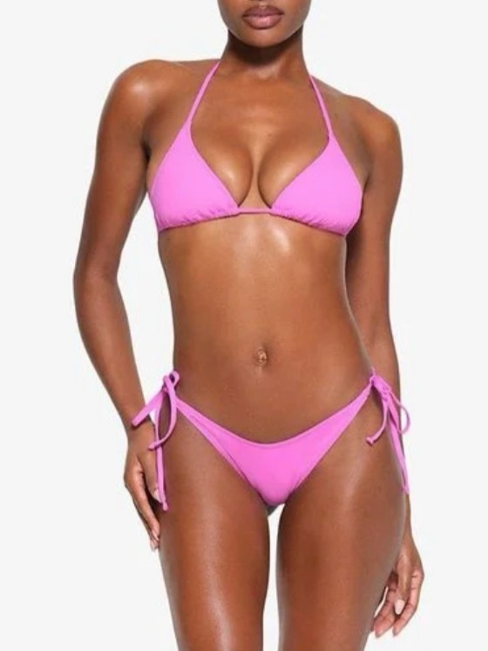 SKIMS BIKINI NEVER WORN: L/Pink Tie-Side M/Triangle Bikini Set